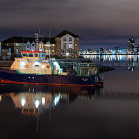 Buy canvas prints of Smit Towy boat docked at Cardiff Barrage by Dean Merry