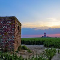 Buy canvas prints of Happisburgh Lighthouse at Sunset by Christopher Hill