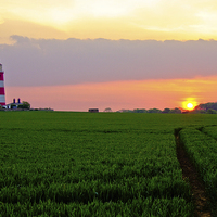 Buy canvas prints of Happisburgh Lighthouse at Sunset by Christopher Hill