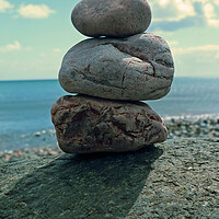 Buy canvas prints of Small stone stack on beach by Michael Hopes