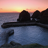 Buy canvas prints of Sunset over Mullion Cove by Michael Hopes