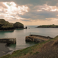 Buy canvas prints of Mullion Cove & Island by Michael Hopes