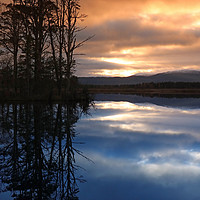 Buy canvas prints of Sunset over Loch Mallachie by Michael Hopes