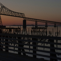 Buy canvas prints of Astoria Sunset Oil Painting Style by Levi Henley