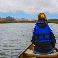 Buy canvas prints of Woman in a Canoe by Levi Henley