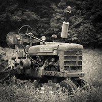 Buy canvas prints of Old Tractor Black and White Square by Edward Fielding
