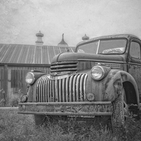 Buy canvas prints of Old farm truck out by the barn by Edward Fielding