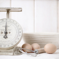 Buy canvas prints of Baking Time Vintage Kitchen Scale by Edward Fielding