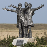 Buy canvas prints of  Short Brothers Statue, Shellness, Sheppey, Kent by Michael Crawford