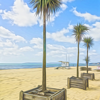 Buy canvas prints of  Palm trees on the beach at Bournemouth by John Boud