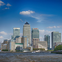 Buy canvas prints of Canary Wharf in London's Docklands viewed from The by John Boud