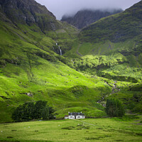 Buy canvas prints of Lone Cottage in the Glencoe Mountains - Scotland by Brian Jannsen