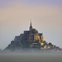 Buy canvas prints of Misty dawn at Mont Saint Michel by Brian Jannsen