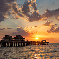 Buy canvas prints of Naples Pier Sunset by Brian Jannsen