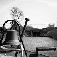 Buy canvas prints of Waiting for a lock at Frise  in monochrome by Ann Biddlecombe