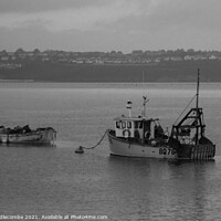 Buy canvas prints of Just a couple of fishing boats in monochrome by Ann Biddlecombe