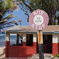 Buy canvas prints of Bus stop in Barbados by Ann Biddlecombe