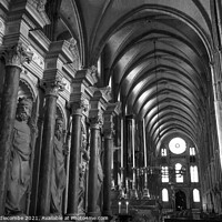 Buy canvas prints of Saint-Remi Basilica in Reims France in Monochrom by Ann Biddlecombe