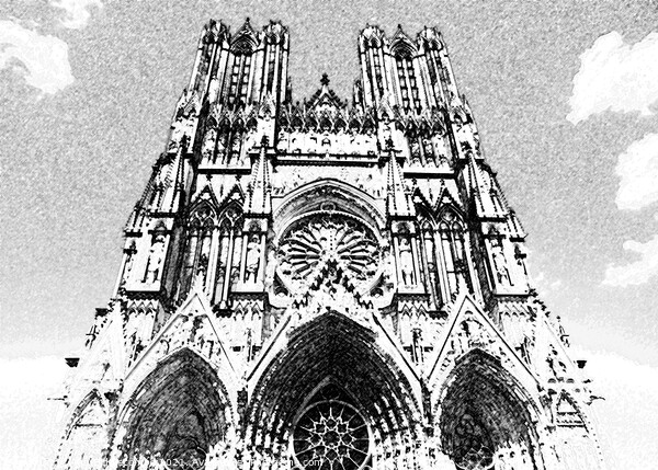 Sketch of Notre-Dame de Reims Picture Board by Ann Biddlecombe