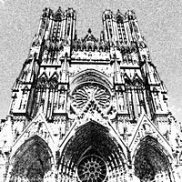 Buy canvas prints of Sketch of Notre-Dame de Reims by Ann Biddlecombe