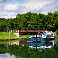 Buy canvas prints of Commercial Barge on the Canal by Ann Biddlecombe