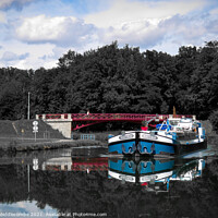 Buy canvas prints of Commercial Barge on the Canal entre Champagne by Ann Biddlecombe