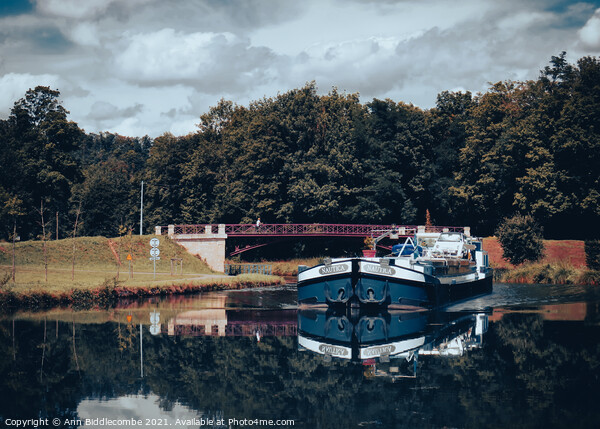 Commercial Barge on the Canal in Vintage style Picture Board by Ann Biddlecombe