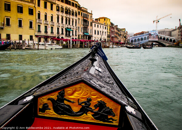Venice by Gondola on the main canal Picture Board by Ann Biddlecombe
