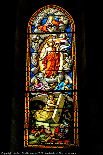 Stained glass window in the church at Joinville Picture Board by Ann Biddlecombe