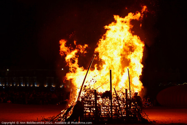 Close up of bonfire on Weymouth beach Picture Board by Ann Biddlecombe