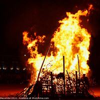 Buy canvas prints of Close up of bonfire on Weymouth beach by Ann Biddlecombe