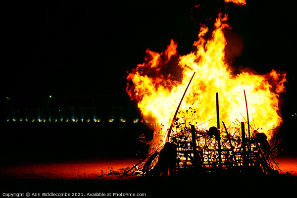 Bonfire on Weymouth beach Picture Board by Ann Biddlecombe