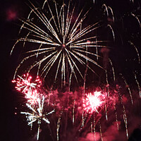 Buy canvas prints of Fireworks from Weymouth beach by Ann Biddlecombe