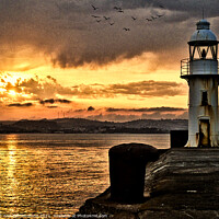 Buy canvas prints of Dramatic sunset over Brixham Lighthouse by Ann Biddlecombe