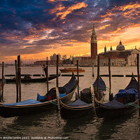 Buy canvas prints of Gondolas at sunset on the main lagoon by Ann Biddlecombe