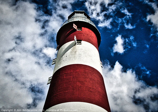 Plymouth lighthouse with dramatic effect Picture Board by Ann Biddlecombe