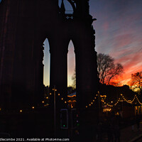 Buy canvas prints of Sunset over Scott monument and big wheel in Edinburgh  by Ann Biddlecombe