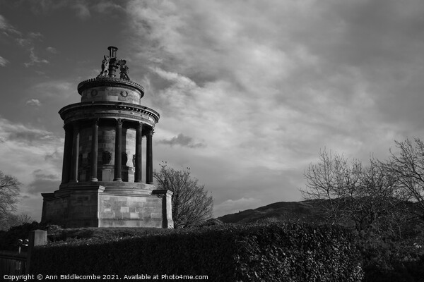 Burns Monument in black and white Picture Board by Ann Biddlecombe