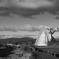 Buy canvas prints of Monochrome view of the hills behind the Kelpies in by Ann Biddlecombe