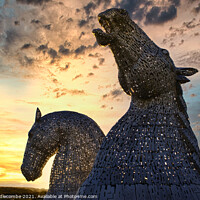 Buy canvas prints of The Kelpies in Helix Park at Falkirk by Ann Biddlecombe