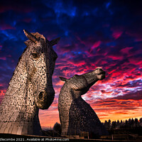 Buy canvas prints of Kelpies in Helix Park by Ann Biddlecombe