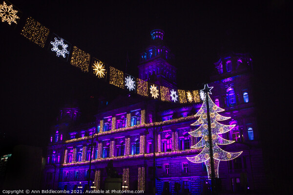 Christmas in George square in Glasgow Picture Board by Ann Biddlecombe
