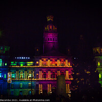Buy canvas prints of City chambers in George square lit for Christmas by Ann Biddlecombe