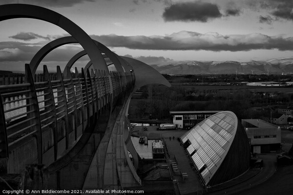 The falkirk wheel from the top in black and white Picture Board by Ann Biddlecombe