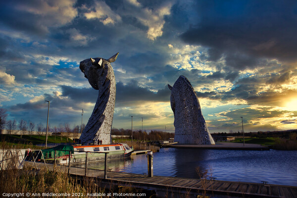 Kelpies from behind Picture Board by Ann Biddlecombe