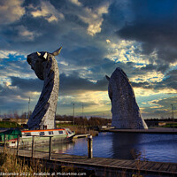 Buy canvas prints of Kelpies from behind by Ann Biddlecombe