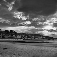 Buy canvas prints of Monochrome Lyme Regis beach front in December by Ann Biddlecombe