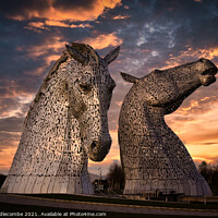 Buy canvas prints of The Kelpies the metal horse heads in Scotland by Ann Biddlecombe