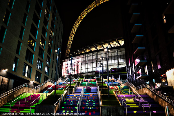 Colourful steps to Wembley Stadium  Picture Board by Ann Biddlecombe