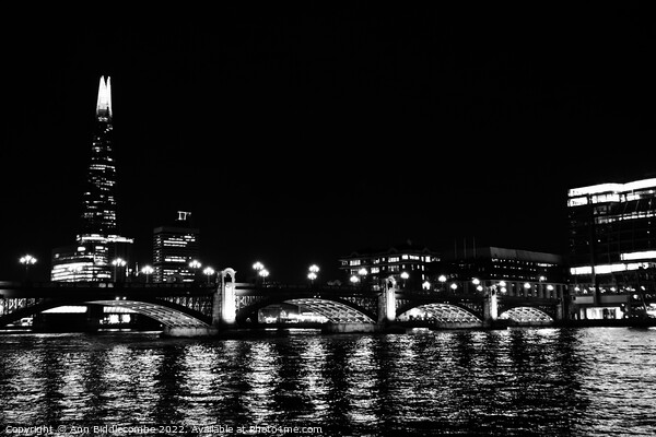 monochrome Reflections of London Picture Board by Ann Biddlecombe